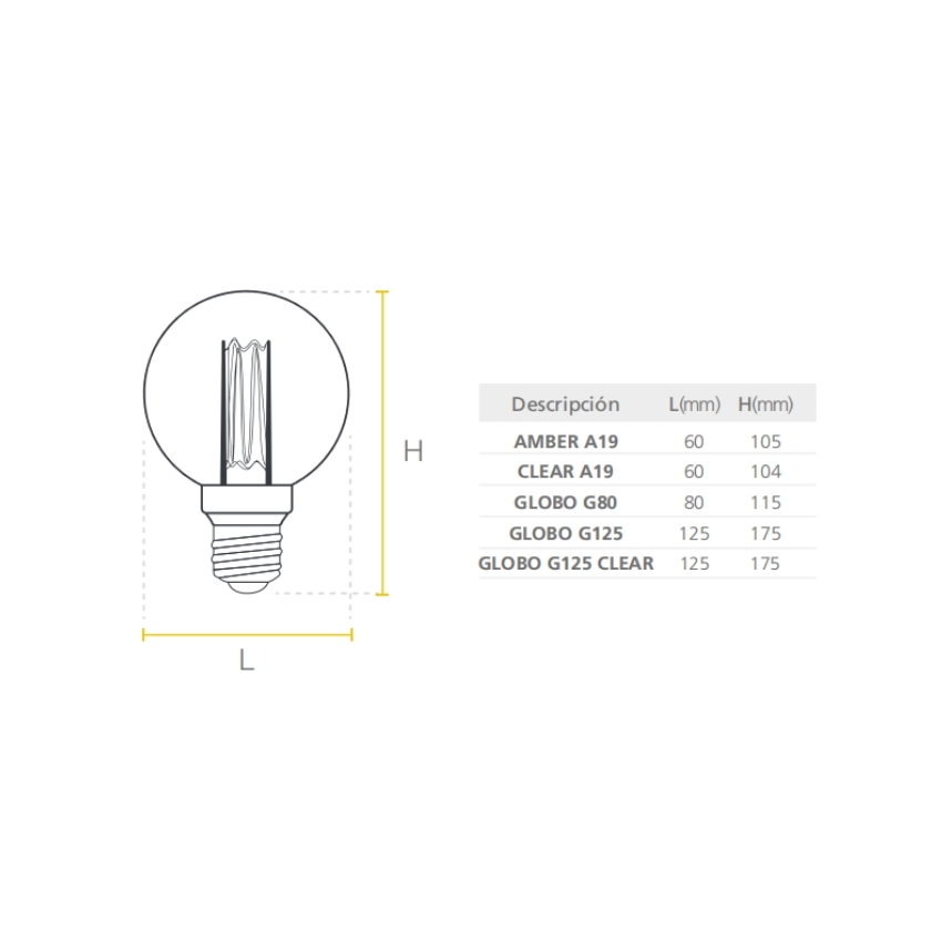 Led Toledo Vintage A19 & Globo